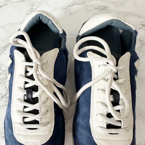 Tory Burch Navy Suede & Leather White Laces Low Top Sneaker Women’s Size 9 - Picture 4 of 12